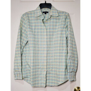 Lands’ End Men’s Button Down Shirt Small S 100% Cotton Plaid Check Long Sleeve